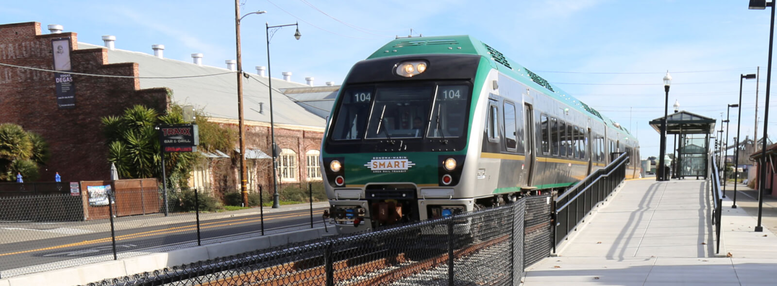 Getting around petaluma 1 Smart train at the downtown petaluma station. Ramp and platform to right of train.