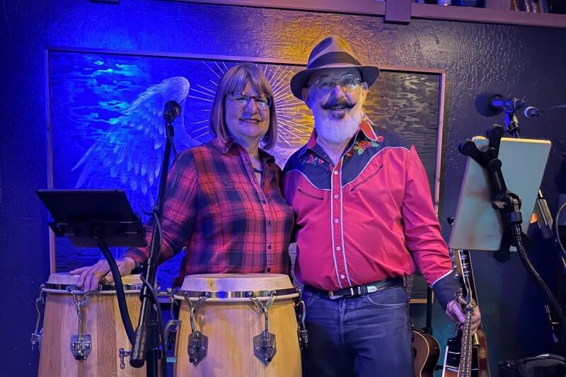 Musicians with instruments in performance