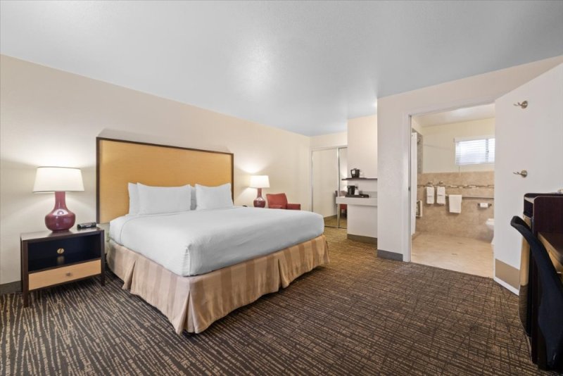 Cozy hotel room with modern amenities