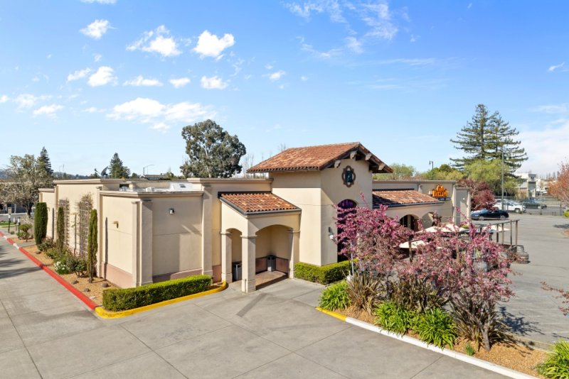Modern building with landscaped surroundings