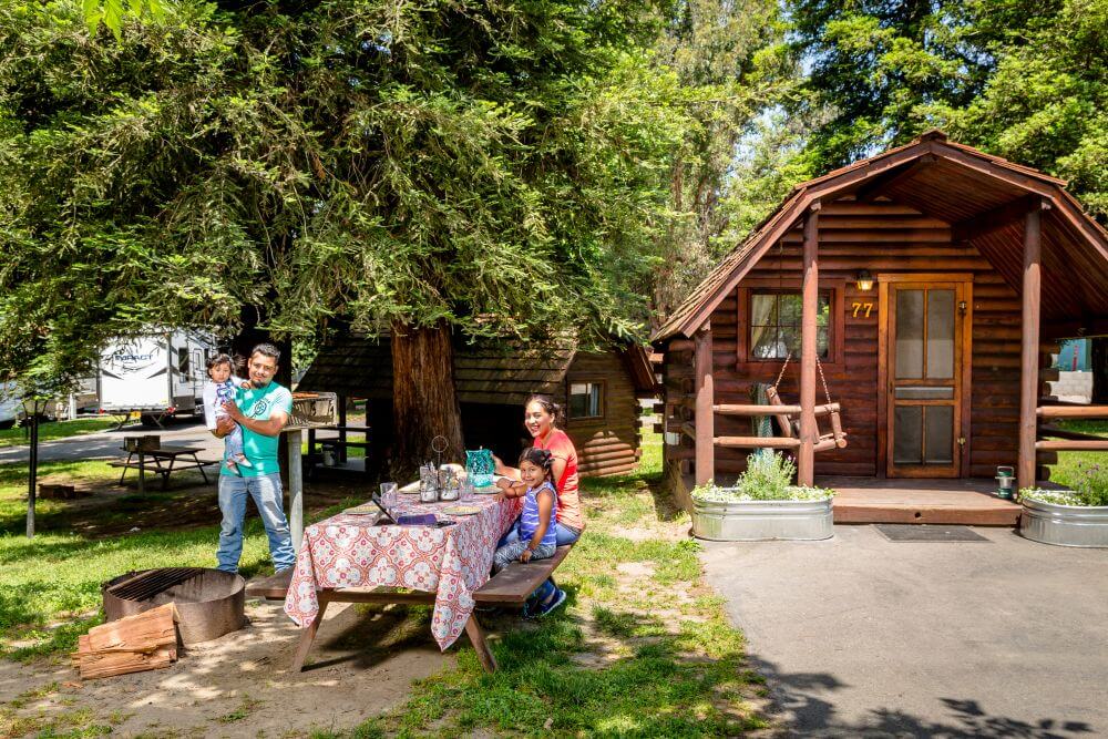 Family vacation, petaluma style! 14 Family enjoying picnic near cabin