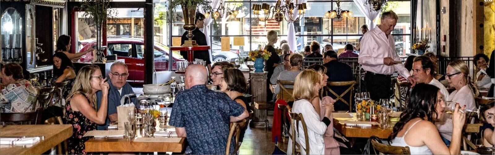 Diners in upscale petaluma downtown restaurant.