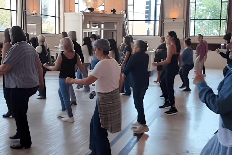 Line dance with grapevine