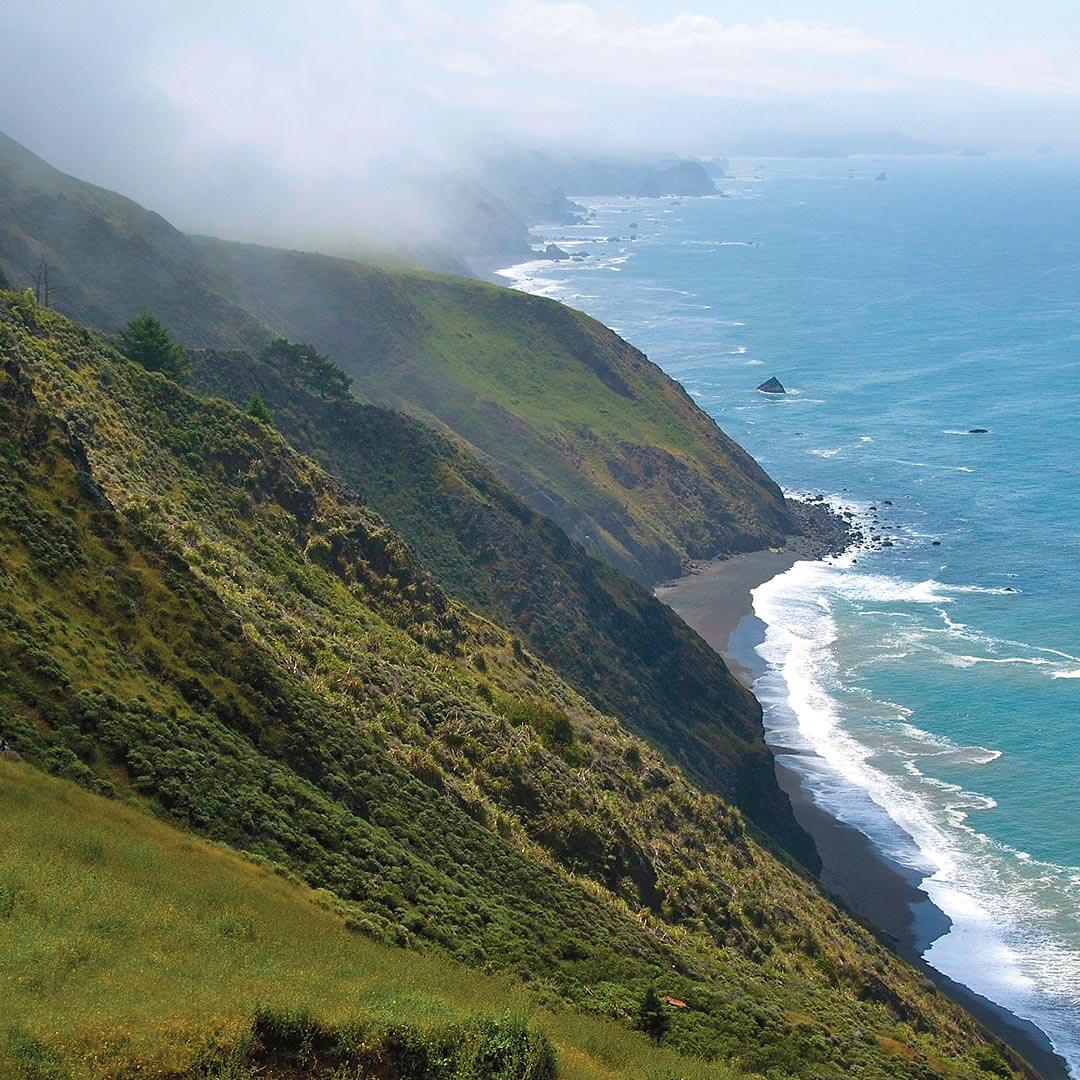 Coastal bluff with fog