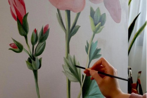 Spring flowers paint & sip